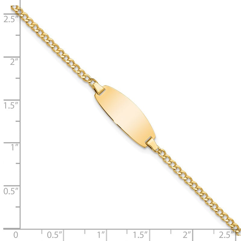 14k Polished Semi-Solid Chain/Solid Plate Curb Link Oval 18.5x8.5mm Plate 5.5 inch Baby/Child ID Bracelet DCID144