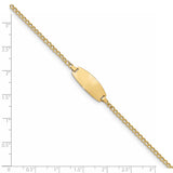 14k Polished Semi-Solid Chain/Solid Plate Curb Link Oval 18.5x8.5mm Plate 5.5 inch Baby/Child ID Bracelet DCID144