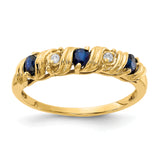14k 2.75mm Blue Sapphire and AAA Diamond Twist Ring Y4718S/AAA