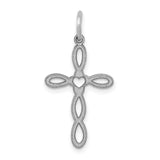 14K White Gold Loop with Center Heart Cross Charm XR957