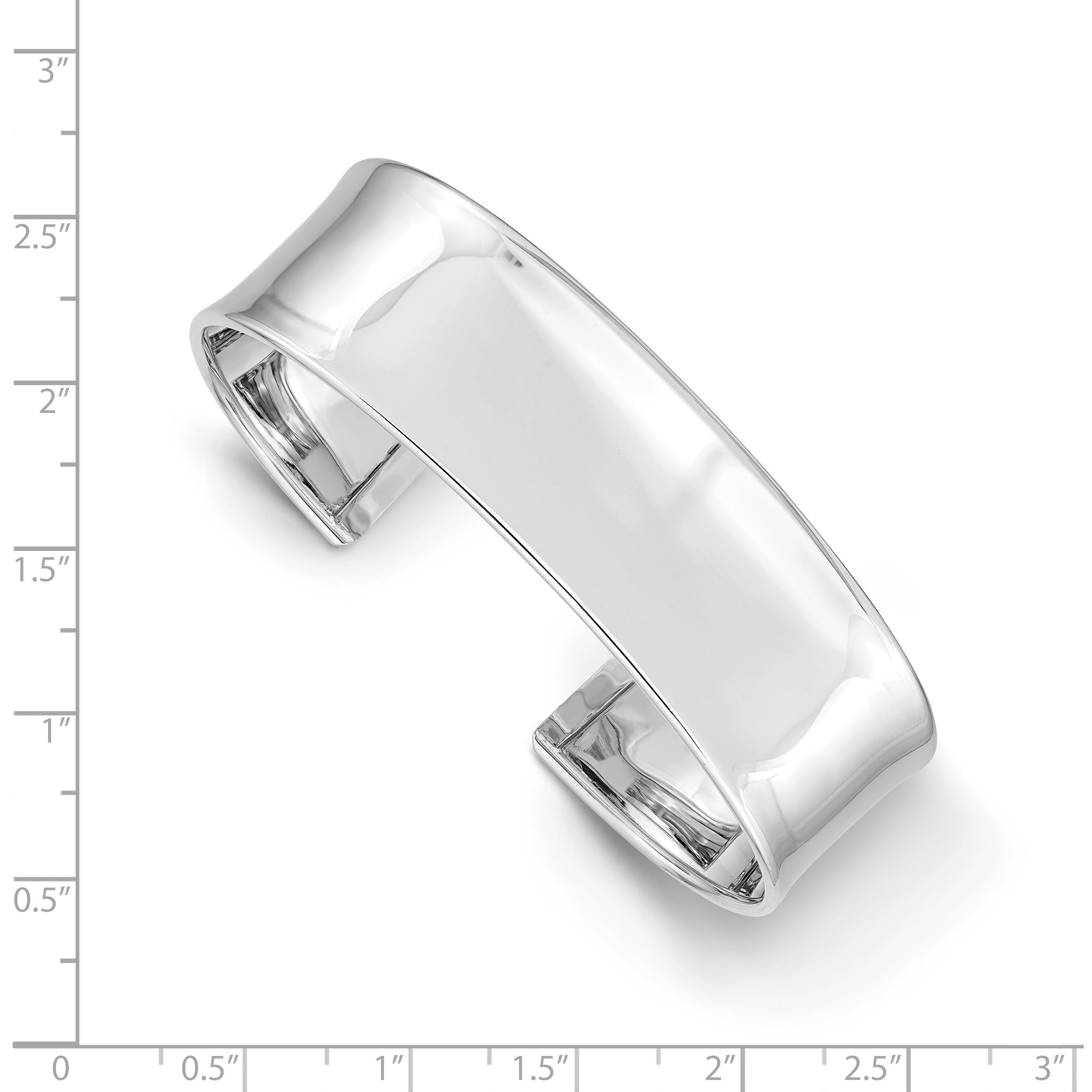 14k White Gold 18.5mm Polished Cuff Bangle Bracelet DB567