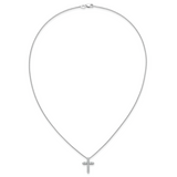 14k White Gold 1/4 carat Diamond Cross Pendant 18 inch Necklace PM1000