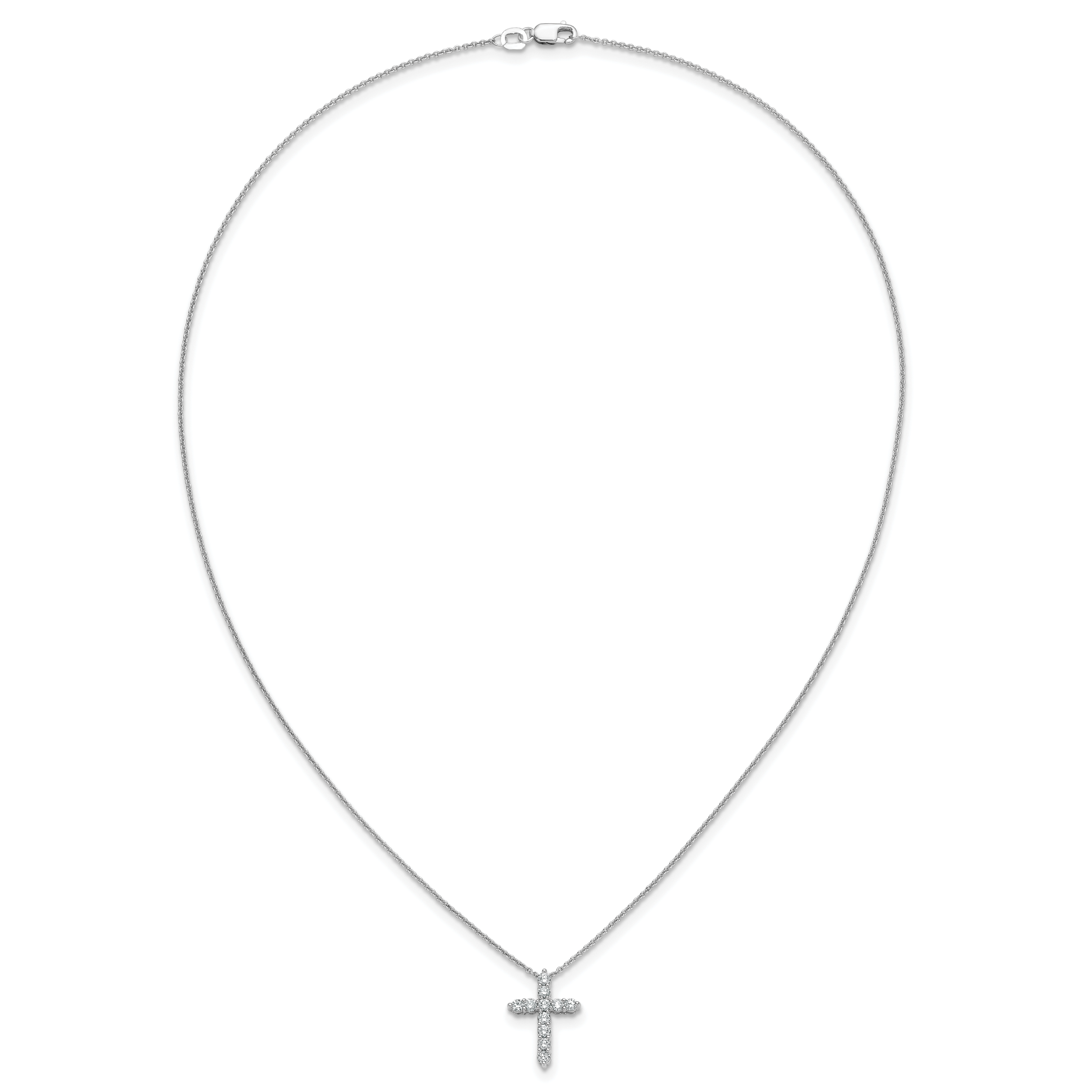 14k White Gold 1/4 carat Diamond Cross Pendant 18 inch Necklace PM1000