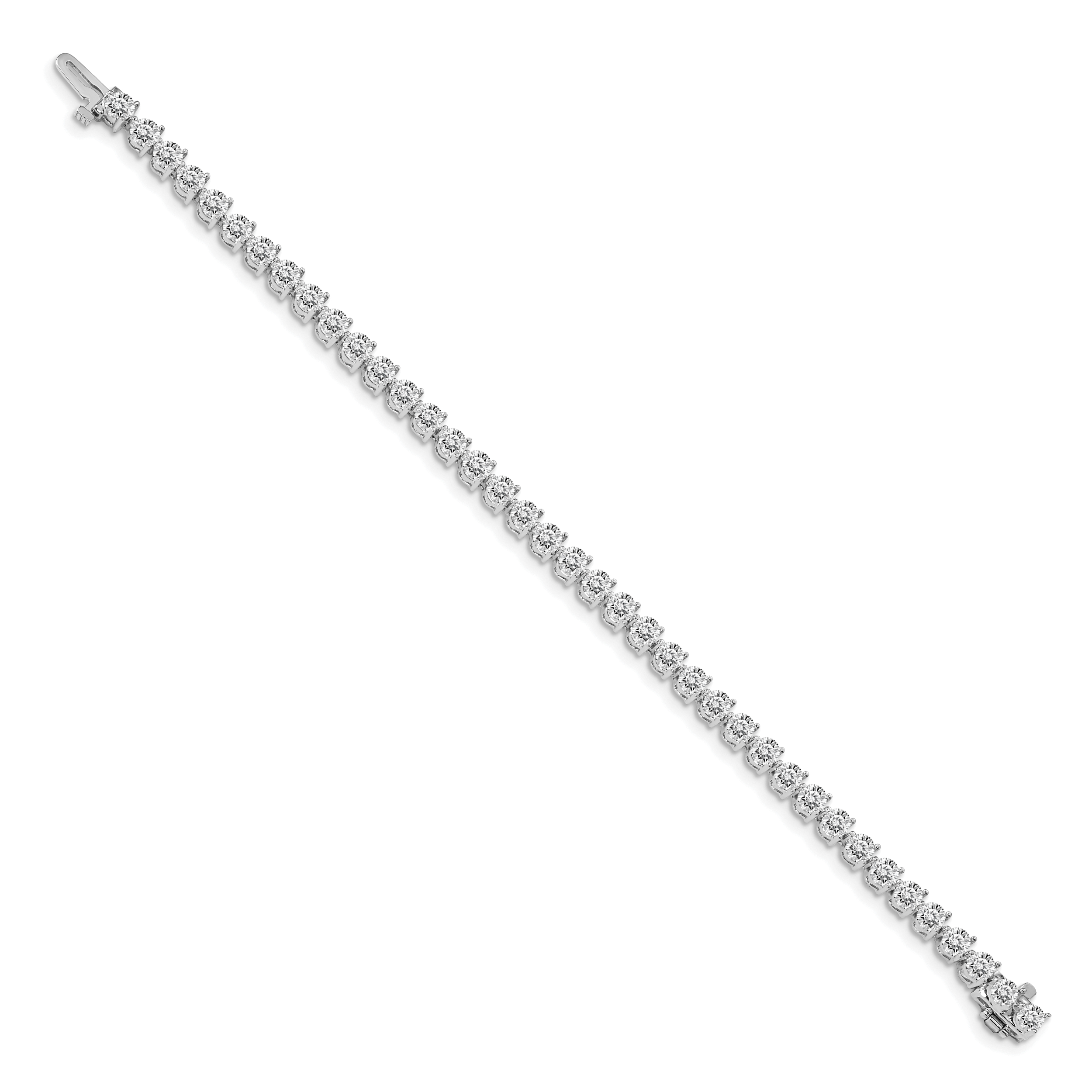 14k White Gold Complete 7 carat Round AA Diamond 3-prong 7 inch Tennis Bracelet X2842WAA