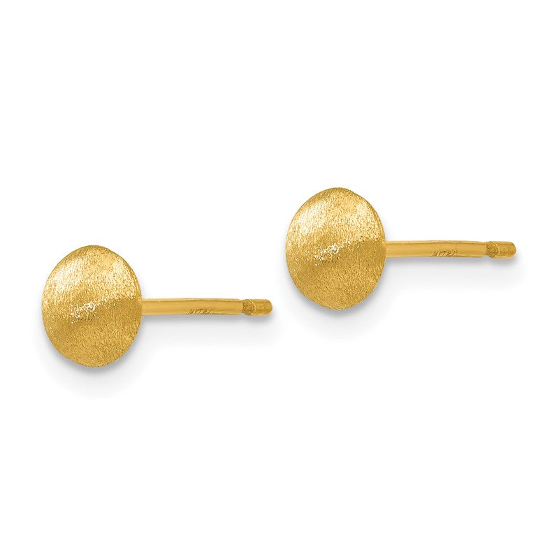 14K 5mm Satin Puffed Round Button Post Earrings H1018