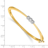 14k Two-tone Complete 3-Stone 1/2 carat AA Diamond Hinged Oval Bangle Bracelet XB204AA