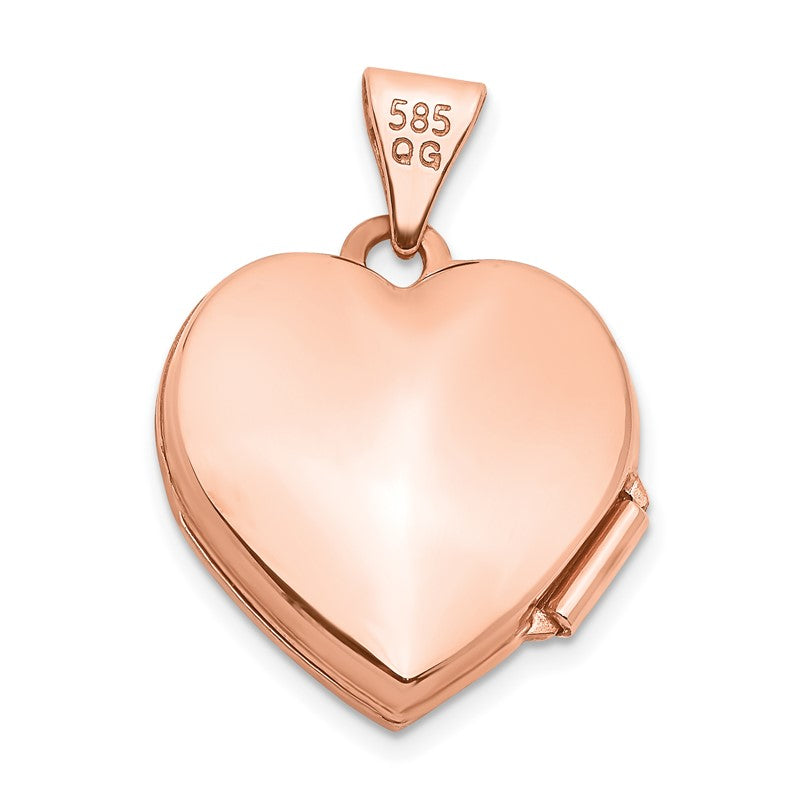 14k Rose Gold Polished Scrolled 15mm Heart Locket XL657