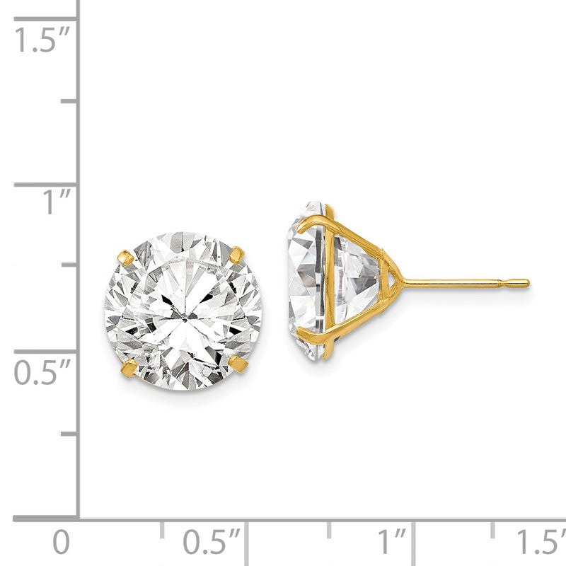 14k 12mm Round CZ Post Earrings XD35CZ