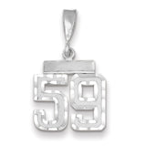 14kw Small Brushed Diamond-cut Number 59 Charm WSN59