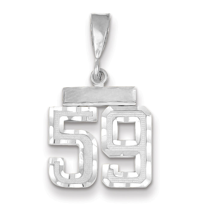 14kw Small Brushed Diamond-cut Number 59 Charm WSN59