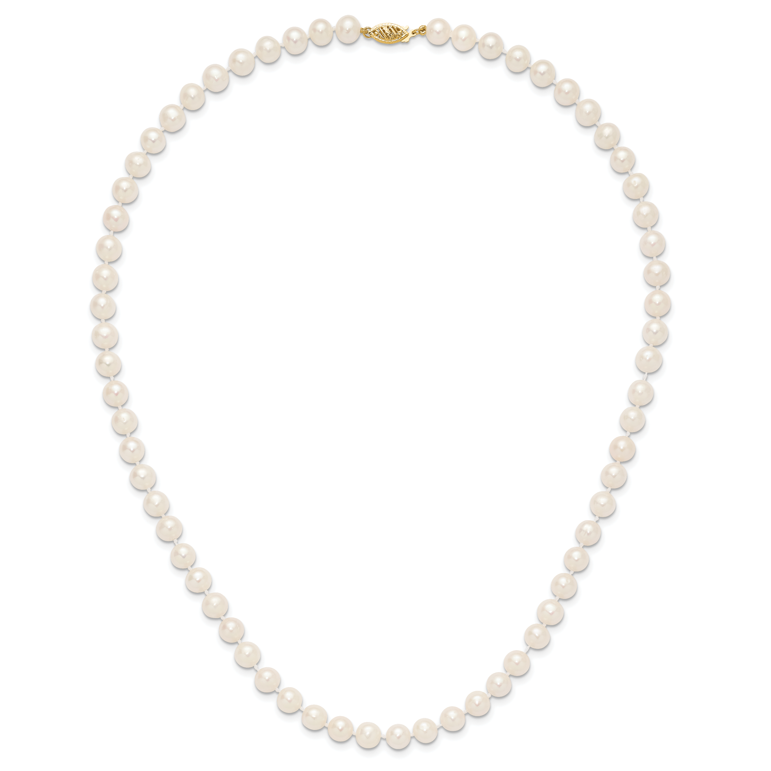 14k 7-8mm White Near-Round Freshwater Cultured Pearl 16 inch Necklace WPN070