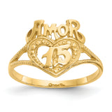 14K Quinceanera AMOR 15 Heart Ring K3885
