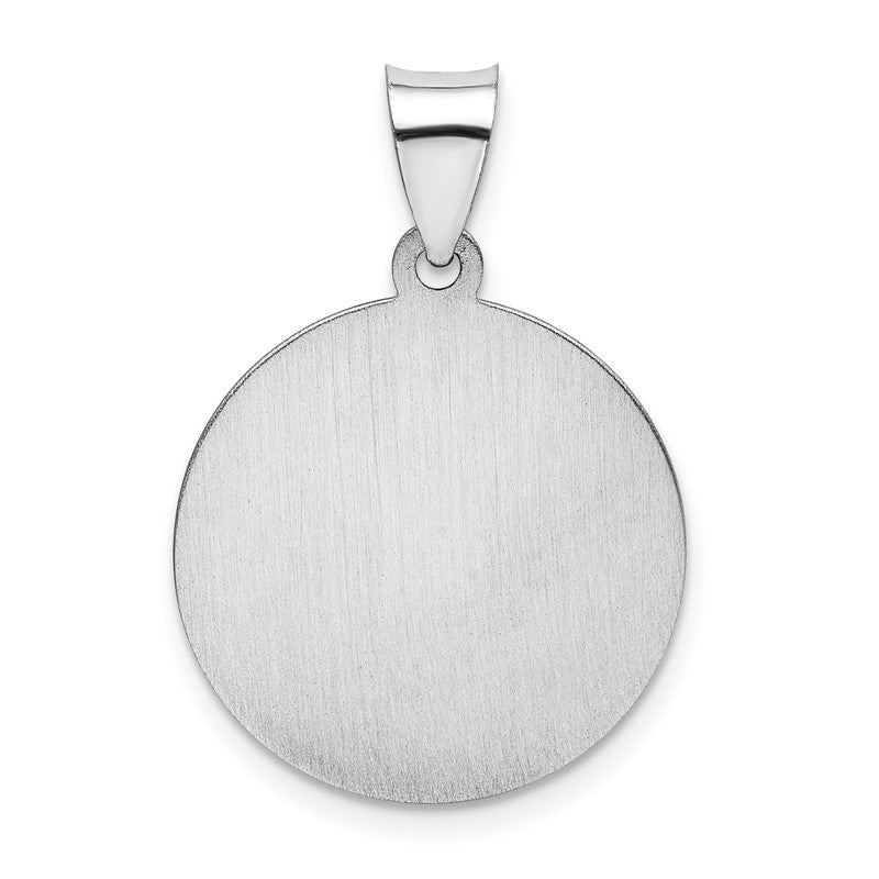 14k White Gold Polished and Satin Hollow St Christopher Medal Round Pendant XR1301