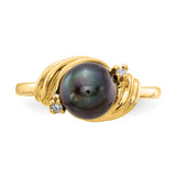 14k 7mm Black Freshwater Cultured Pearl and AA Diamond Ring Y1863BP/AA