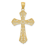 14k and White Rhodium Diamond-cut Cross Pendant C4299