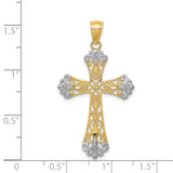 14k and White Rhodium Diamond-cut Cross Pendant C4299