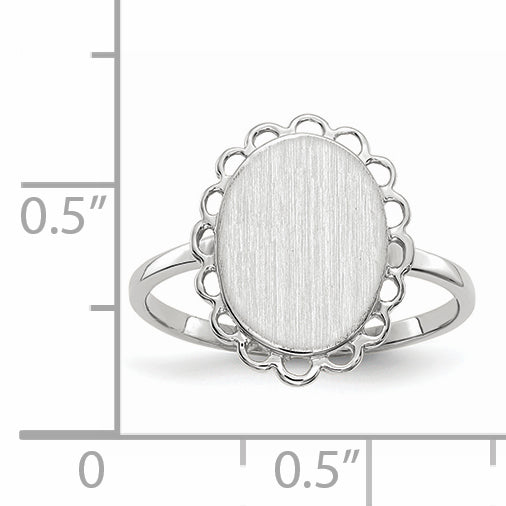 14k White Gold 9.0x11.5mm Open Back Signet Ring RS566