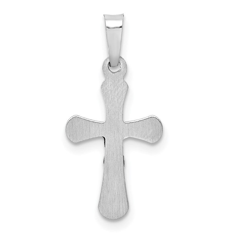14k White Gold Polished INRI Rounded Crucifix Pendant XR1656