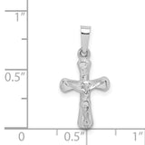 14k White Gold Polished INRI Rounded Crucifix Pendant XR1656
