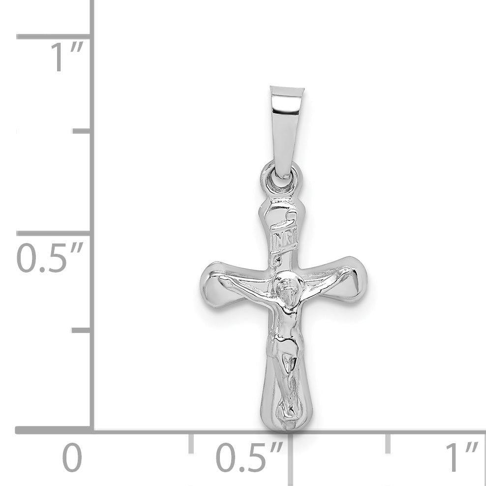 14k White Gold Polished INRI Rounded Crucifix Pendant XR1656