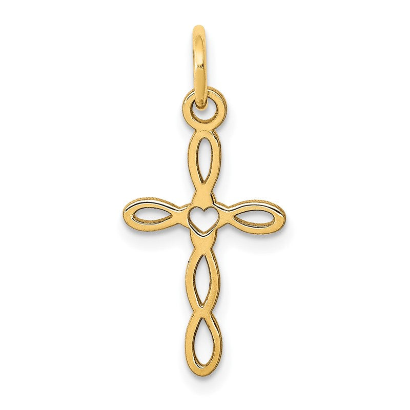 14K Loop with Center Heart Cross Charm XR952