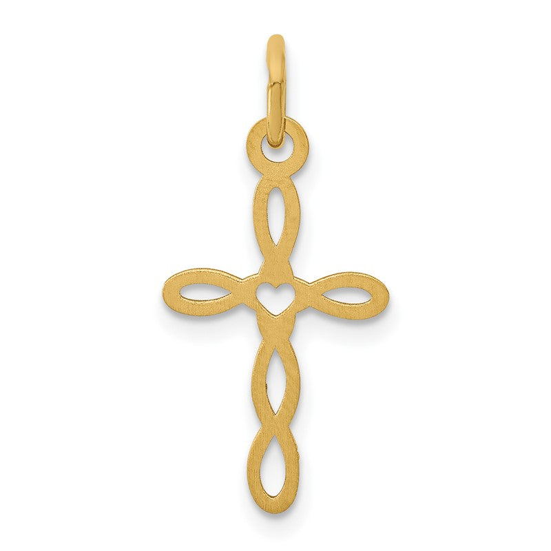 14K Loop with Center Heart Cross Charm XR952