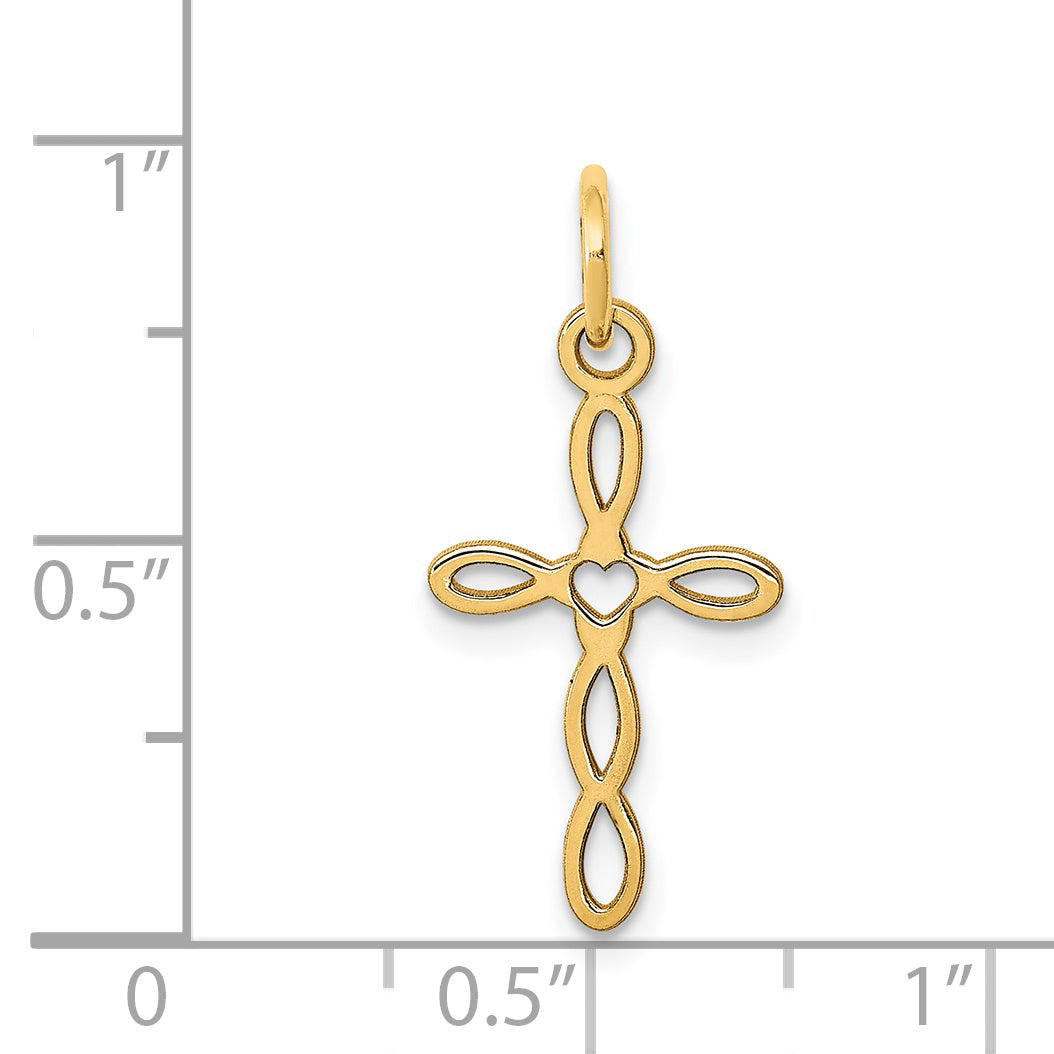 14K Loop with Center Heart Cross Charm XR952
