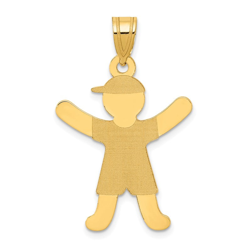 14k Laser Polished Boy with Hat Charm A9264