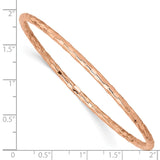 14K Rose Gold Polished Textured 3.00mm Slip-on Round Bangle Bracelet DB586