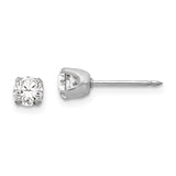 Inverness 14k White Gold 4.25mm CZ Post Piercing Earrings 138E