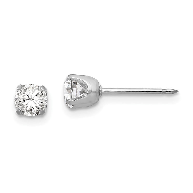 Inverness 14k White Gold 4.25mm CZ Post Piercing Earrings 138E