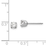 Inverness 14k White Gold 4.25mm CZ Post Piercing Earrings 138E