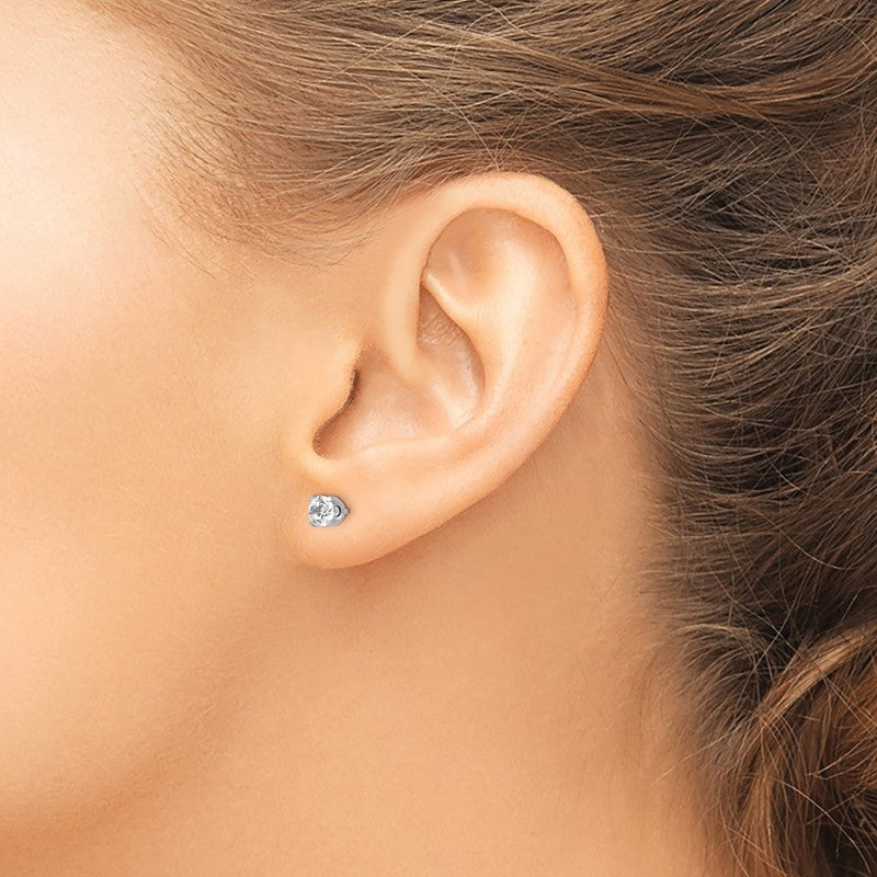 Inverness 14k White Gold 4.25mm CZ Post Piercing Earrings 138E