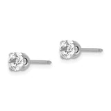 Inverness 14k White Gold 4.25mm CZ Post Piercing Earrings 138E