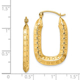 14k 2.5x31mm Polished Textured Rectangle Hoop Earrings TF1455