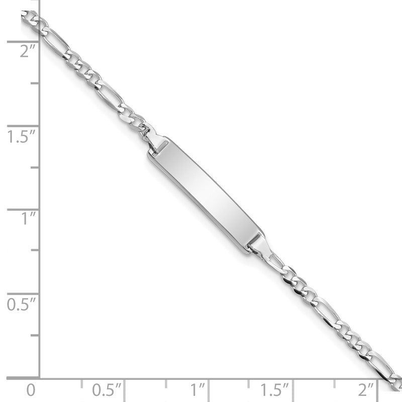 14k White Gold Polished Solid Chain/Solid Plate Figaro Link 20x4.5mm Plate 5.5 inch Baby/Child ID Bracelet FG60IDW