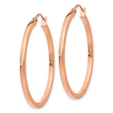 14k Rose Gold 2x35mm Polished Lightweight Square-Tube Hoop Earrings TF734