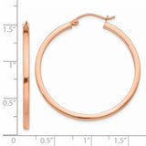 14k Rose Gold 2x35mm Polished Lightweight Square-Tube Hoop Earrings TF734