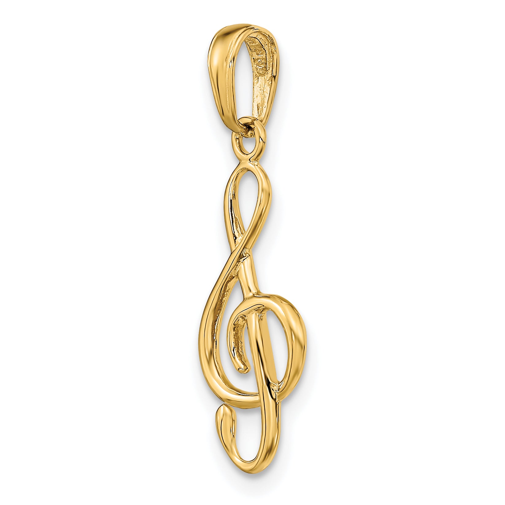 14K 3-D Clef Treble Clef Pendant A2192