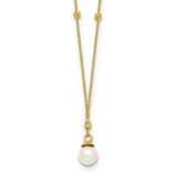 14k 4-5mm White Freshwater Cultured Pearl with Diamond-cut Beads 18 inch Necklace SF2763