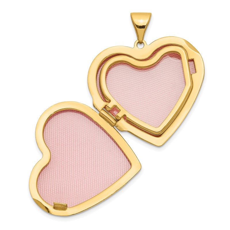 14k Diamond Floral  21mm Heart Family Locket Holds 4 Photos XL144