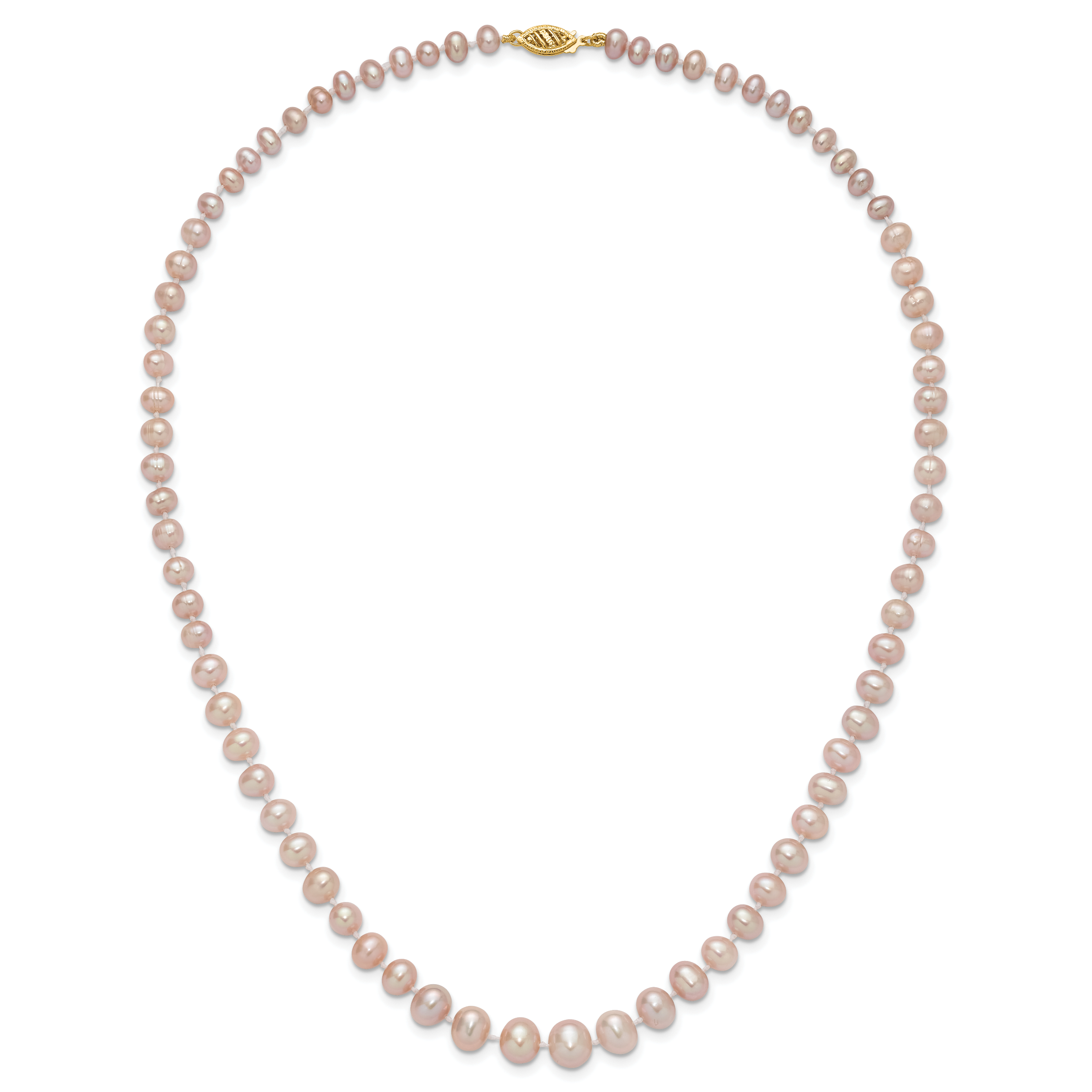 14k 4-8mm Purple Freshwater Cultured Pearl Graduated 18 inch Necklace XF388