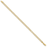 14k 4mm Hollow Double Link 7 inch Charm Bracelet DO350