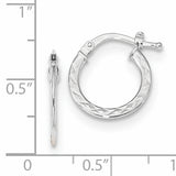 14k White Gold 1.00x15mm Polished Diamond-cut Tube Hoop Earrings TF1049W