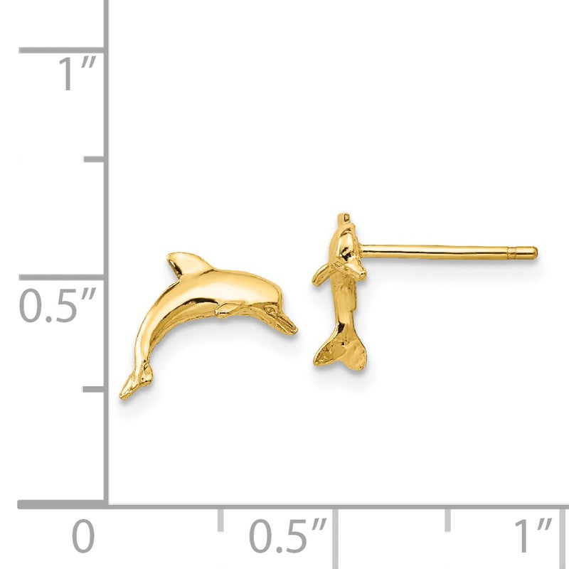 14k Dolphin Post Earrings TE622