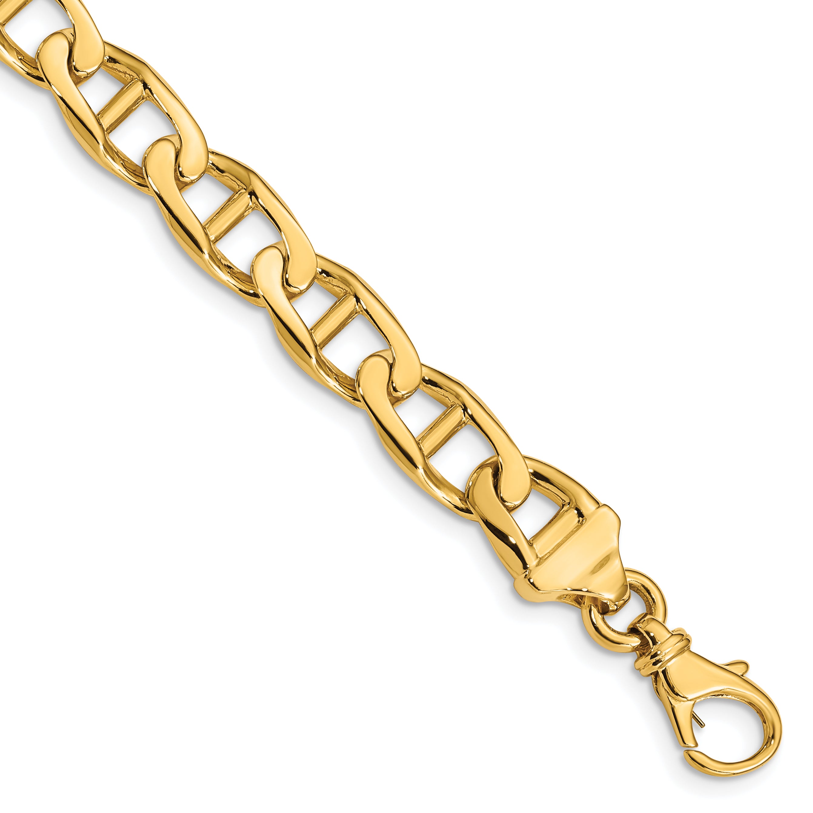 14K 20 inch 9mm Hand Polished Fancy Anchor Link with Fancy Lobster Clasp Chain LK101