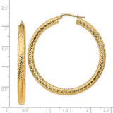 14k 4x50mm Diamond-cut Round Tube Hoop Earrings TF1338