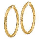 14k 4x50mm Diamond-cut Round Tube Hoop Earrings TF1338
