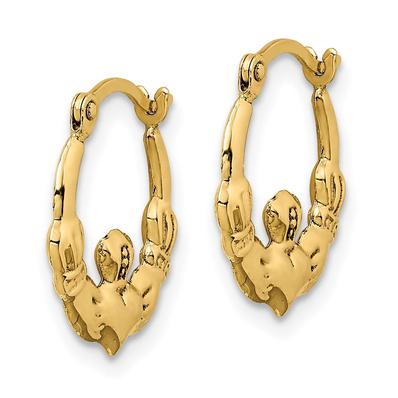14k Claddagh Hoop Earrings TC1007
