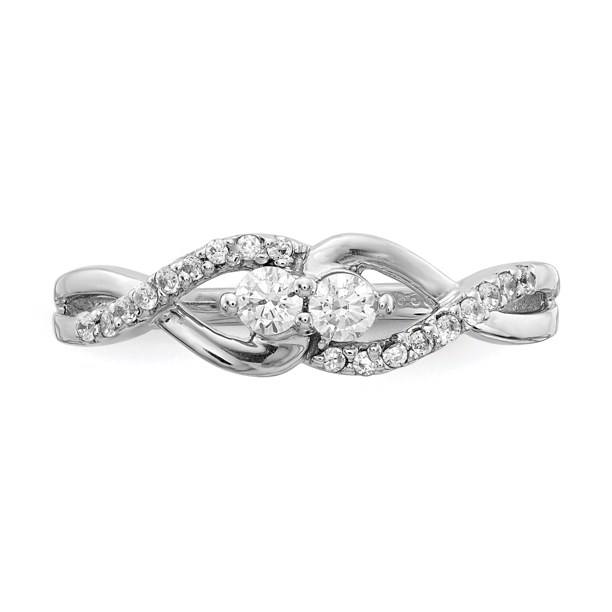 14k White Gold 2-Stone 1/4 carat Diamond Fancy Ring RM3840